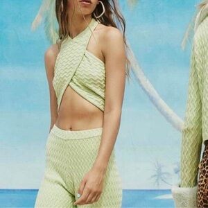 House of Sunny Island Zig Zag Green Halter Top Size 6